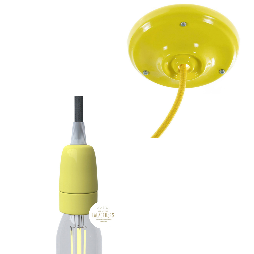 Kit rosace + douille E14 porcelaine