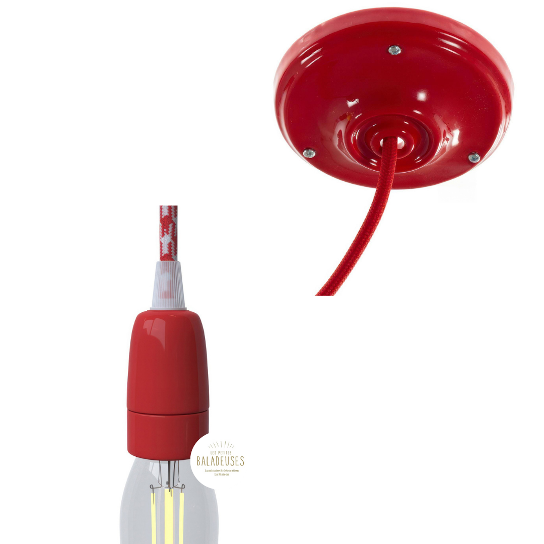 Kit rosace + douille E14 porcelaine