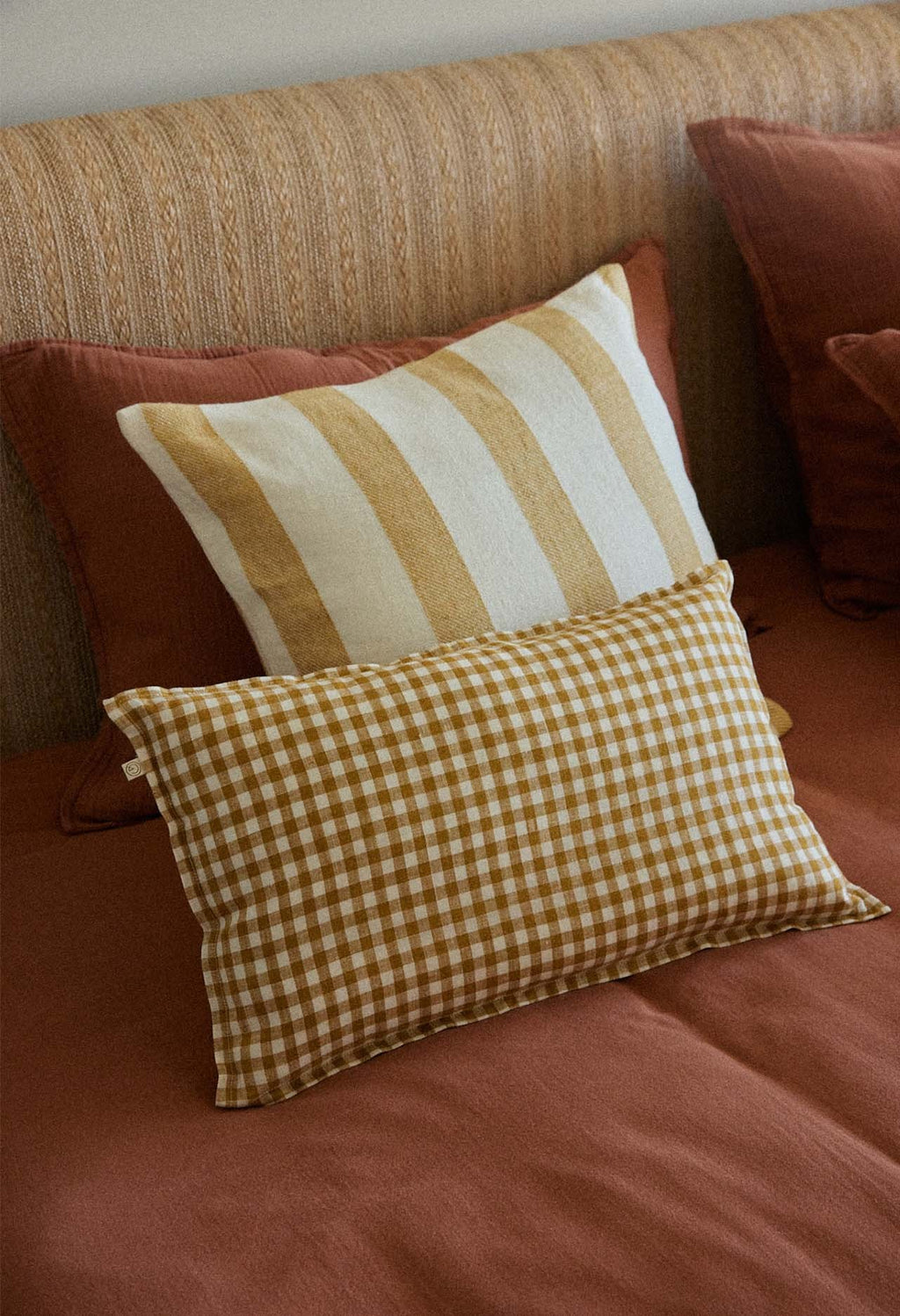 Housse de coussin - Vichy Curry