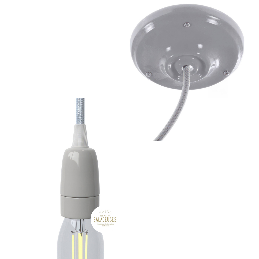 Kit rosace + douille E14 porcelaine