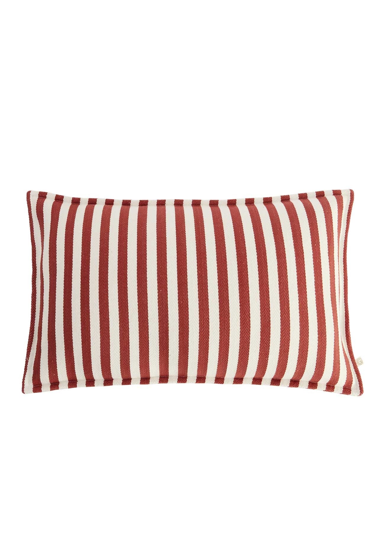 coussin en coton rayé rouge et blanc