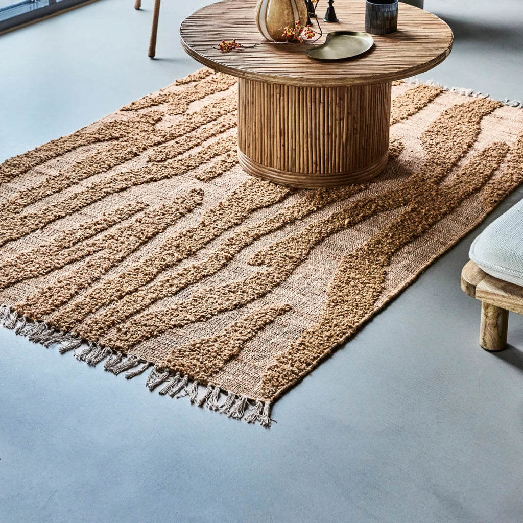 tapis texturé en jute et coton marron