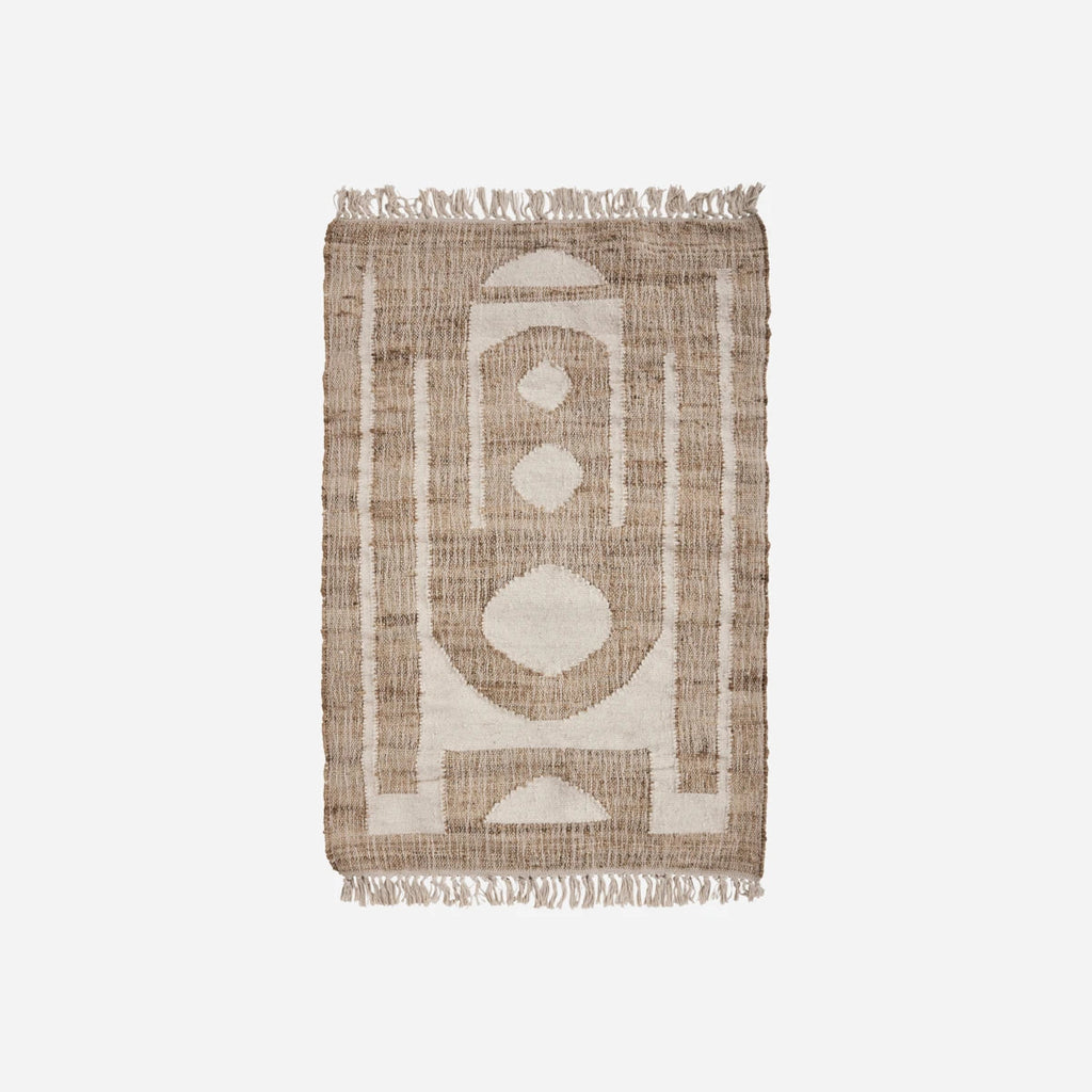 tapis en jute et coton blanc formes géométriques