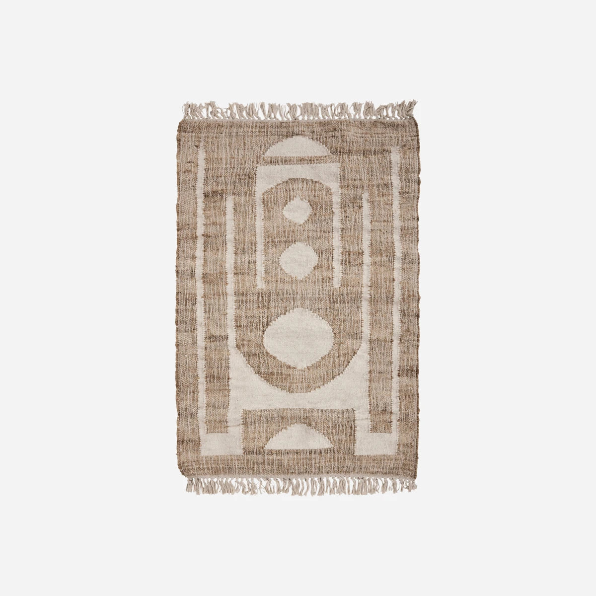 tapis en jute et coton blanc formes géométriques