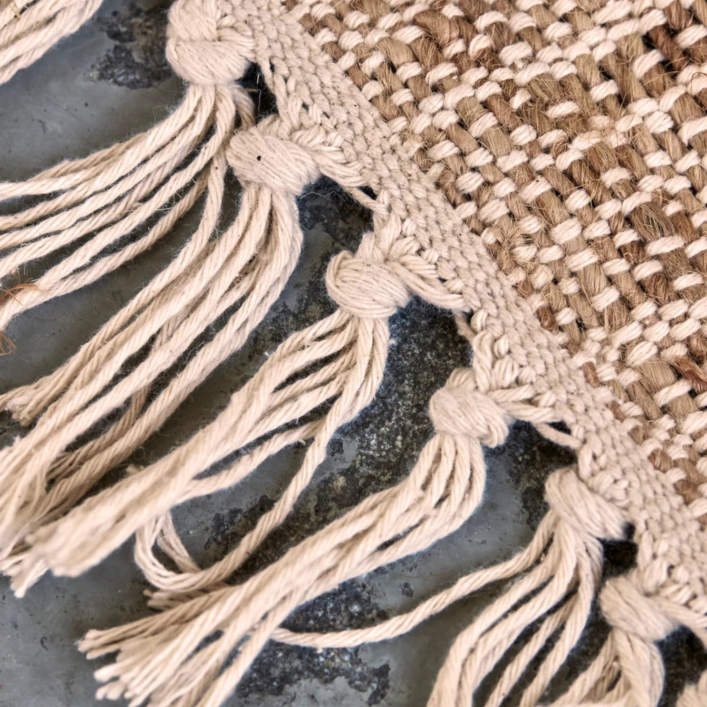 tapis en jute et coton blanc formes géométriques