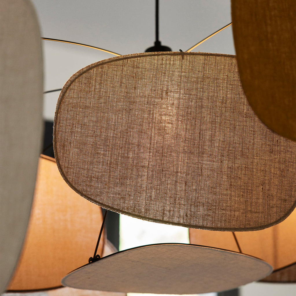 Suspension screen market set mobile en lin beige et jaune curry