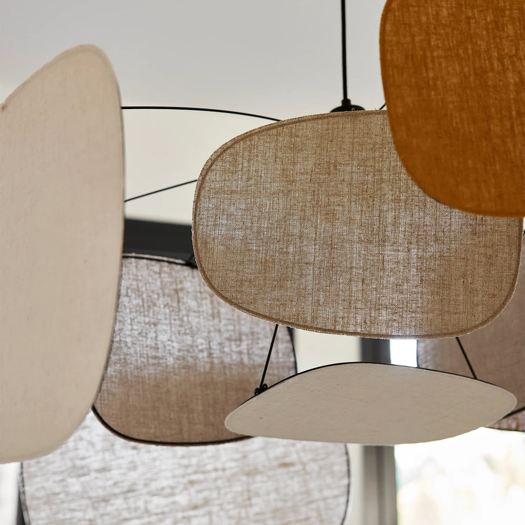 Suspension screen market set mobile en lin beige et jaune curry