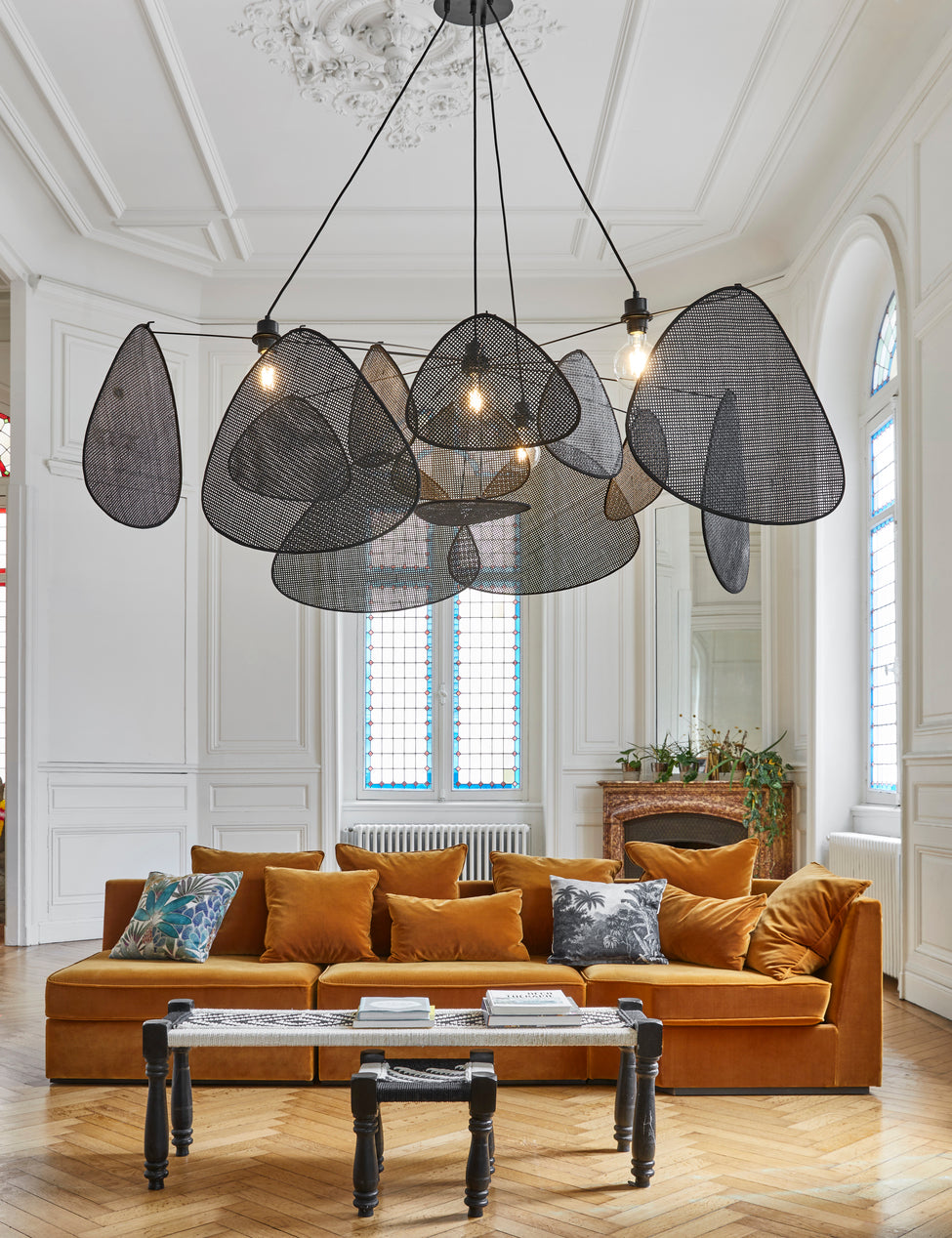 suspension market set screen en cannage noir