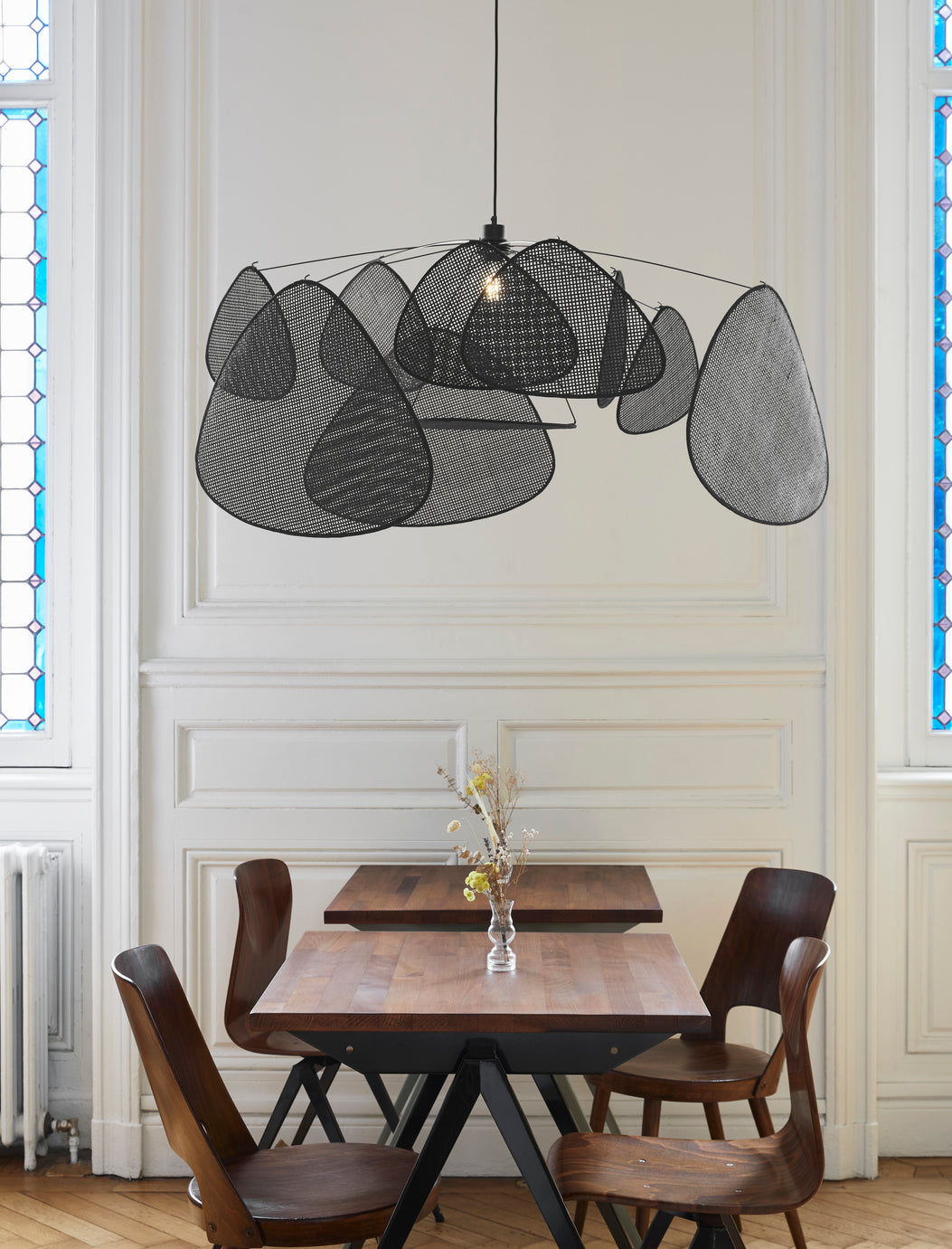 suspension market set screen en cannage noir