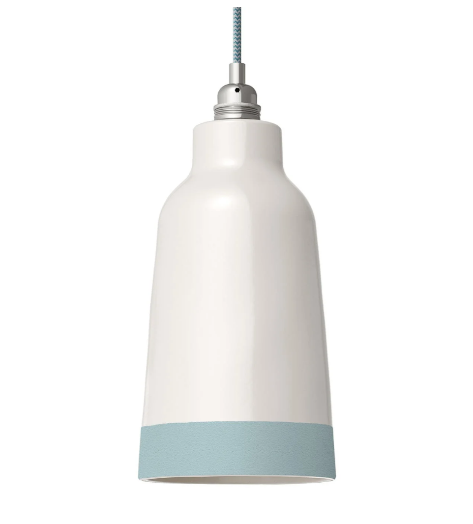 Abat jour bouteille bicolore materia bleu azur