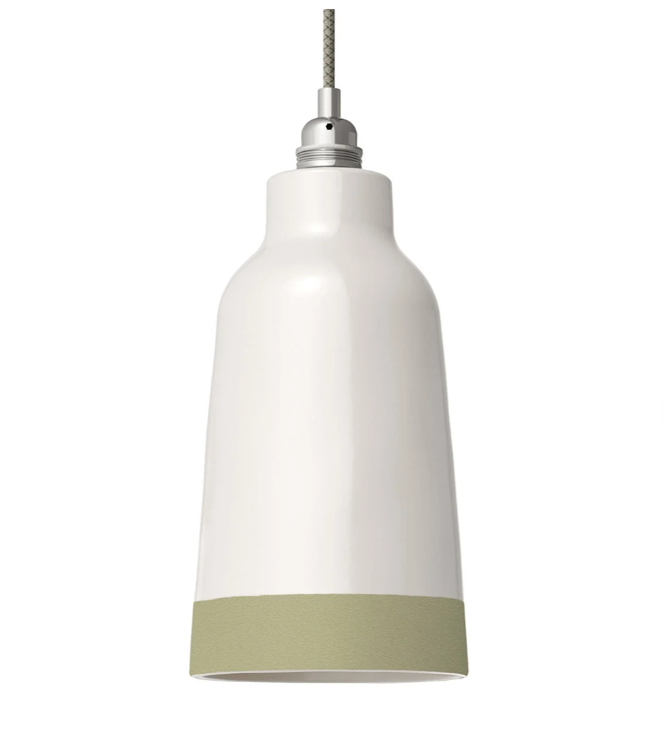 Abat jour bouteille bicolore materia vert sauge