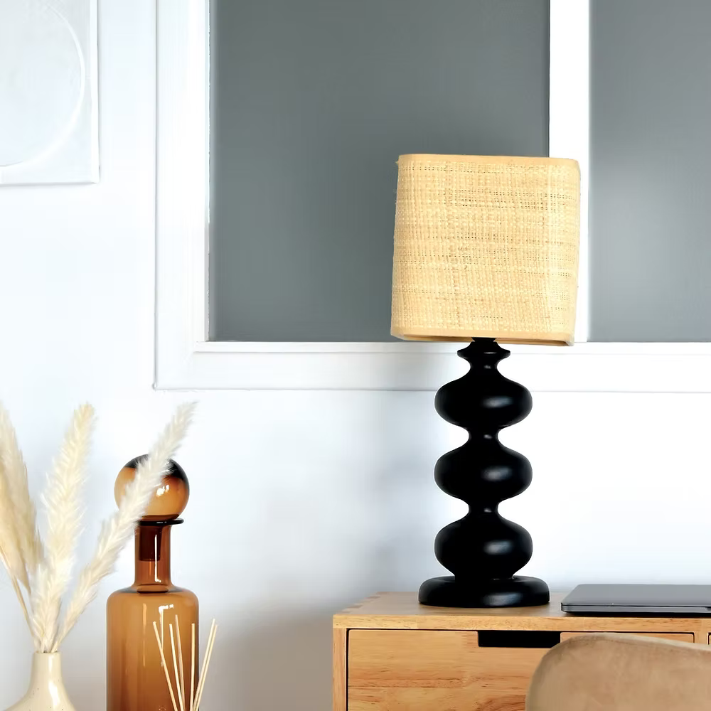 Abat jour germain carré naturel raphia 