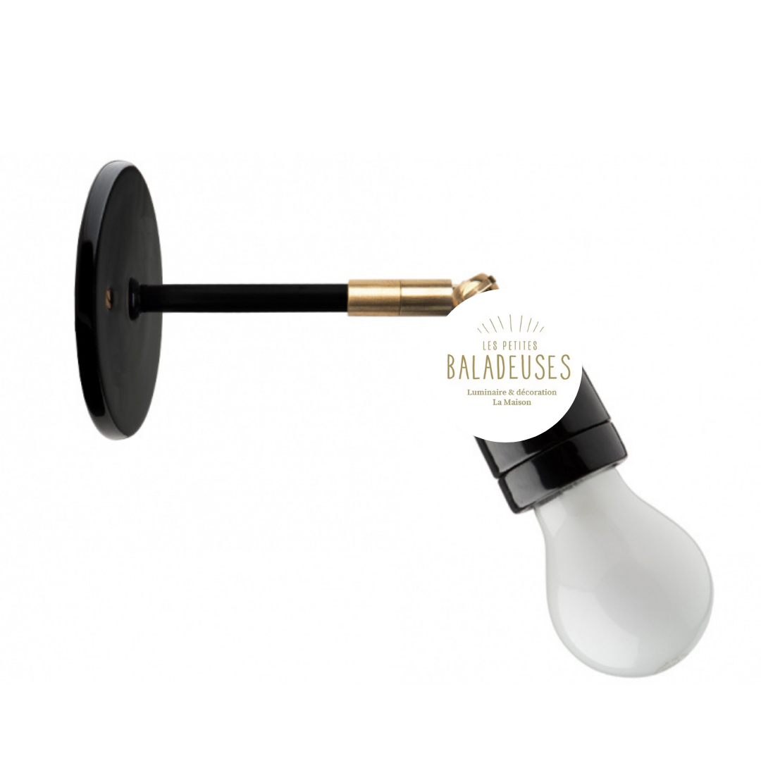 Applique orientable porcelaine et laiton noire zangra