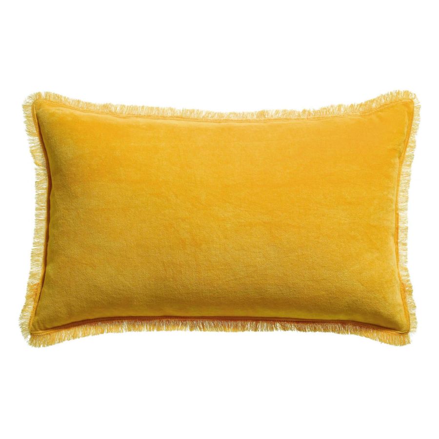 Coussin Fara velours curry rectangle Vivaraise Nantes Les Petites Baladeuses
