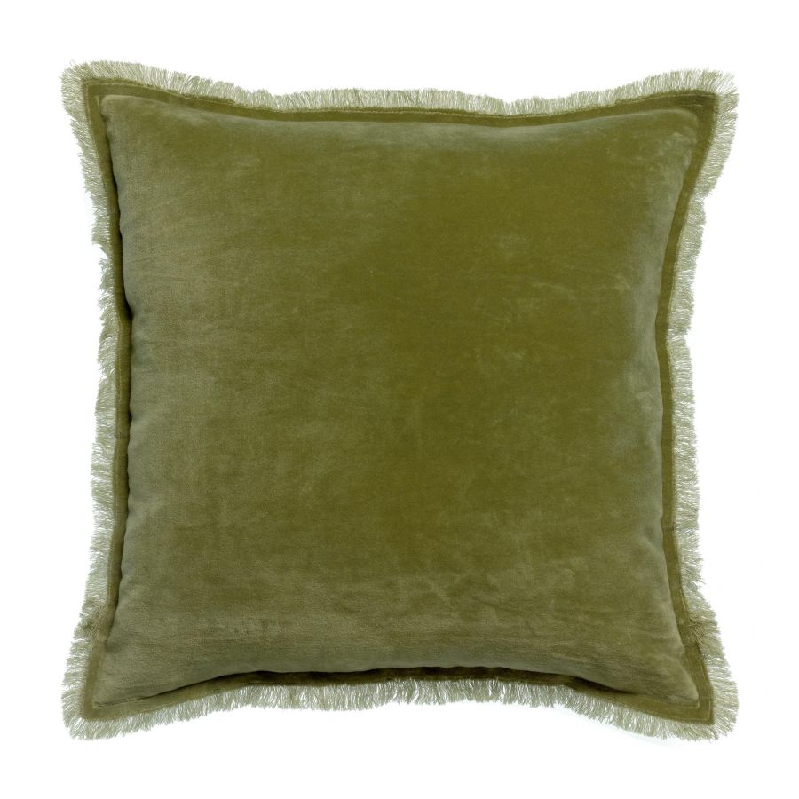Coussin Fara velours olive Vivaraise Nantes Les Petites Baladeuses