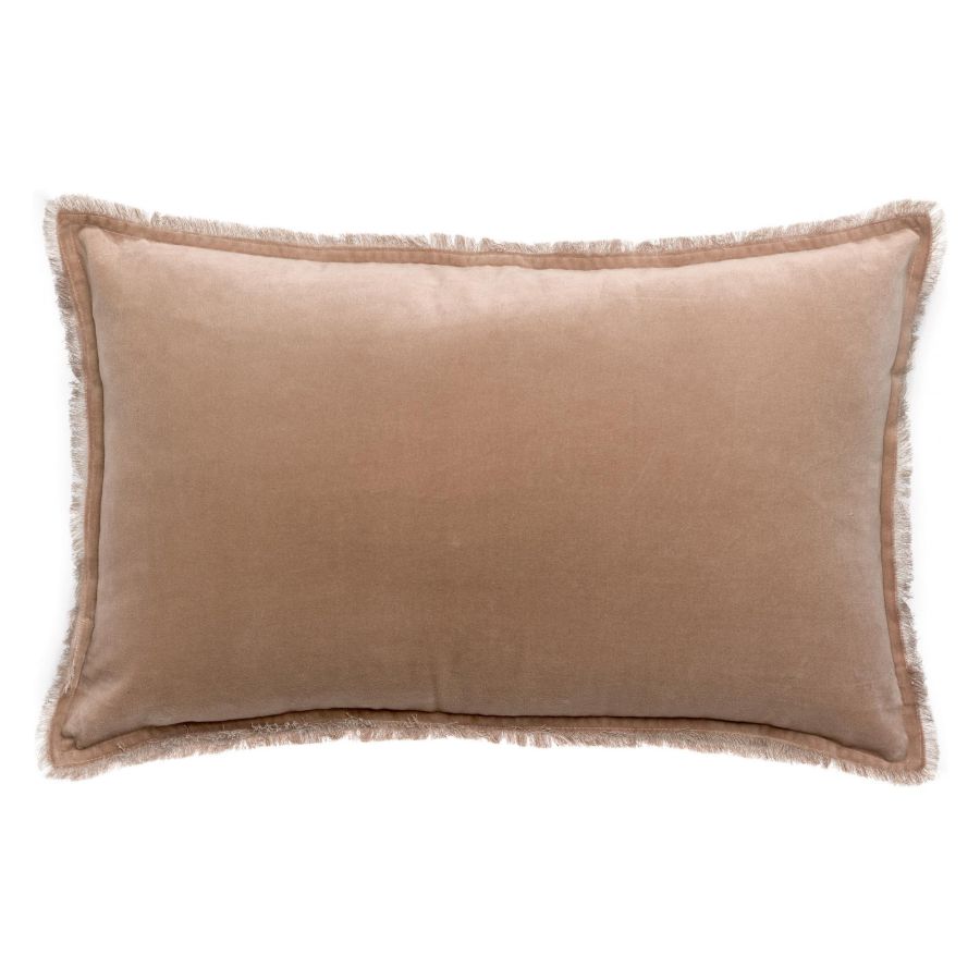 Coussin Fara velours taupe rectangle Vivaraise Nantes Les Petites Baladeuses