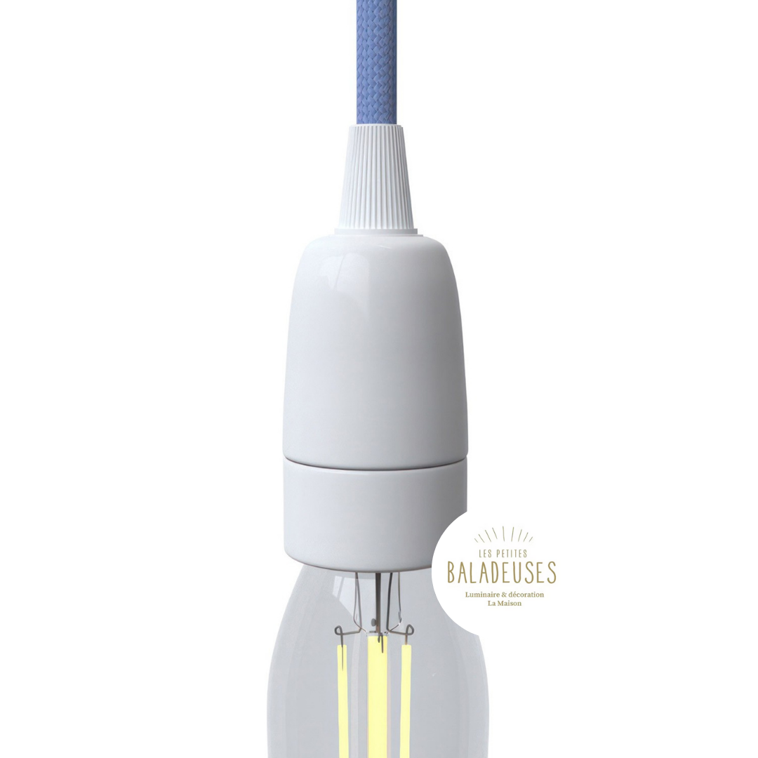 Douille porcelaine E14 blanche creative cable