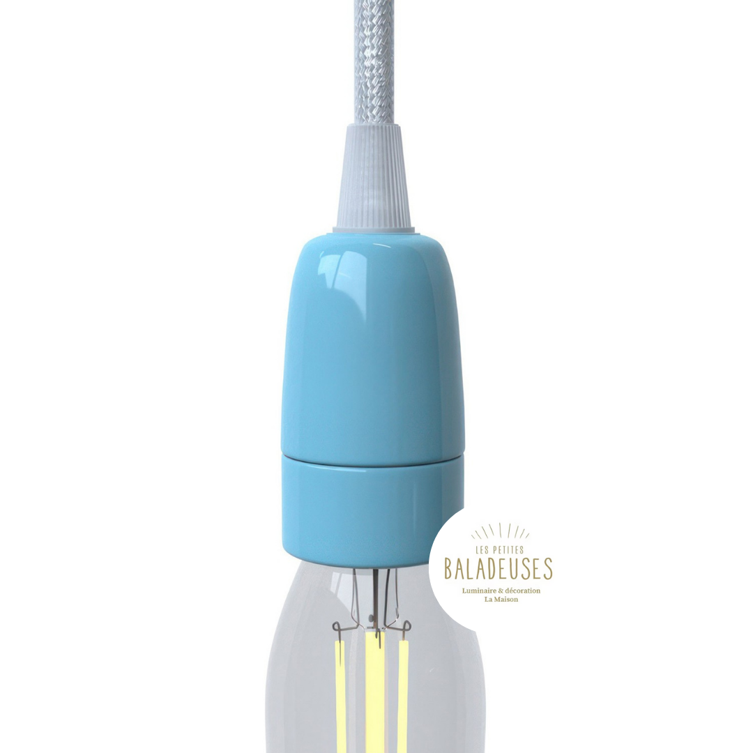 Douille porcelaine E14 bleu creative cable