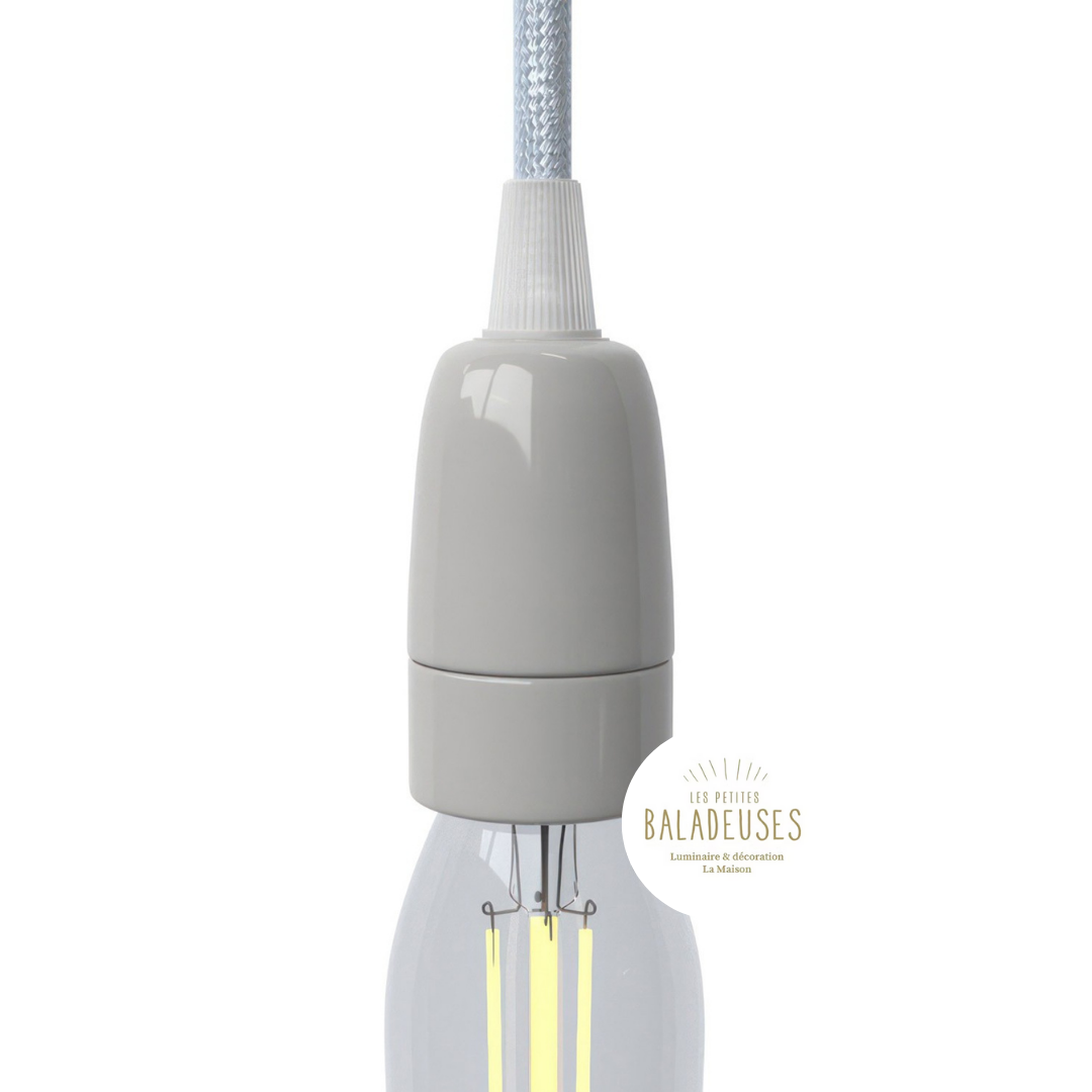 Douille porcelaine E14 gris creative cable