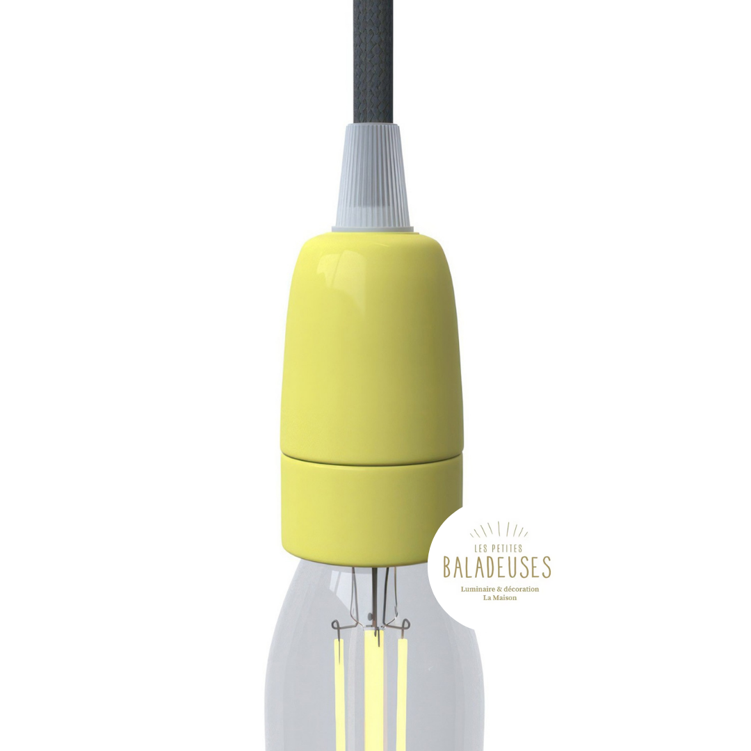 Douille porcelaine E14 jaune creative cable