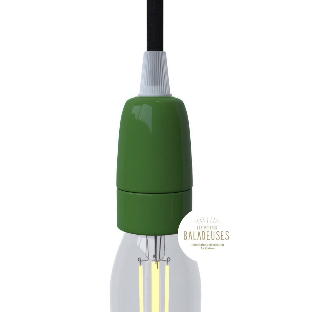 Douille porcelaine E14 verte creative cable