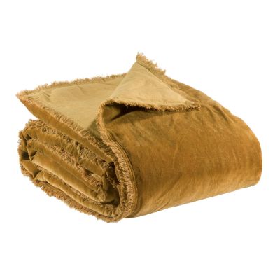 Plaid en velours à franges