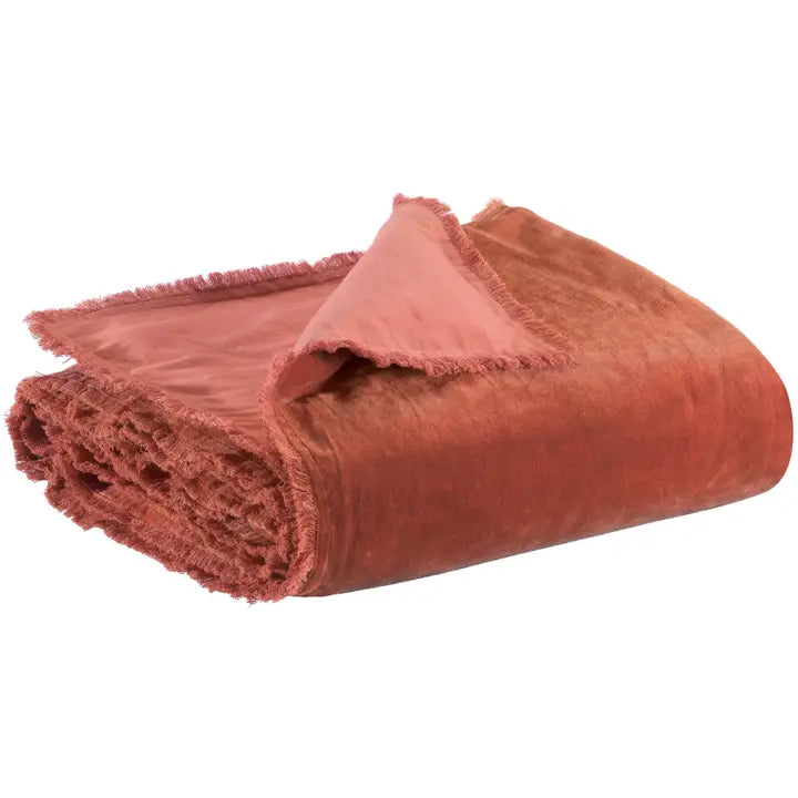 Plaid en velours à franges