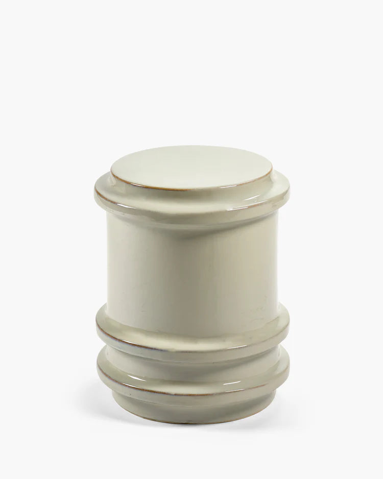 Table d'appoint géométrique en grès blanche 