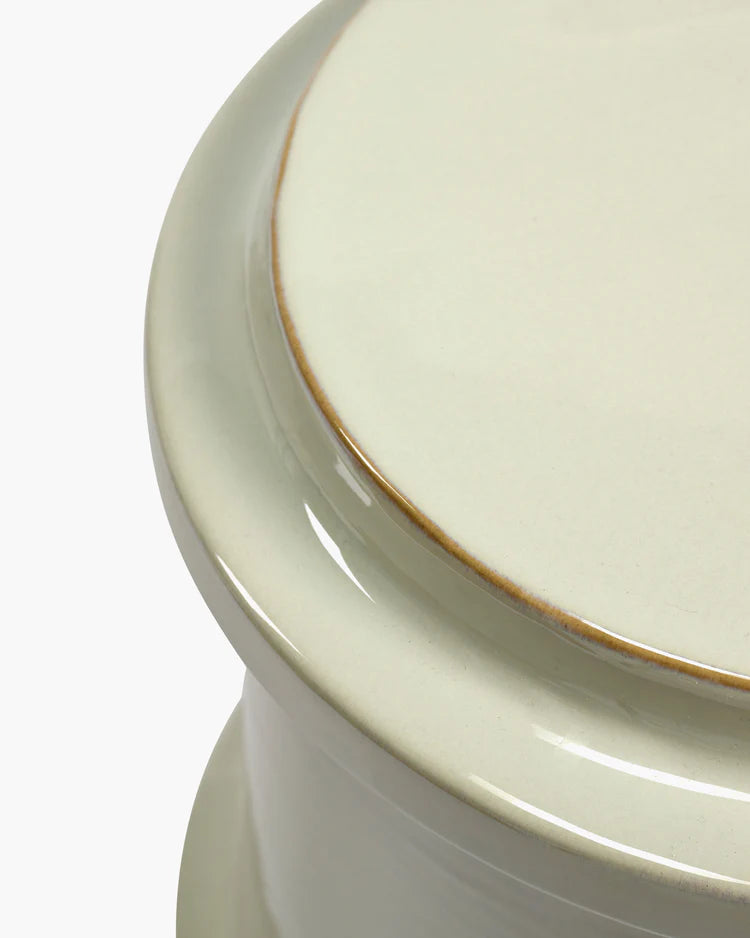 Table d'appoint géométrique en grès blanche 