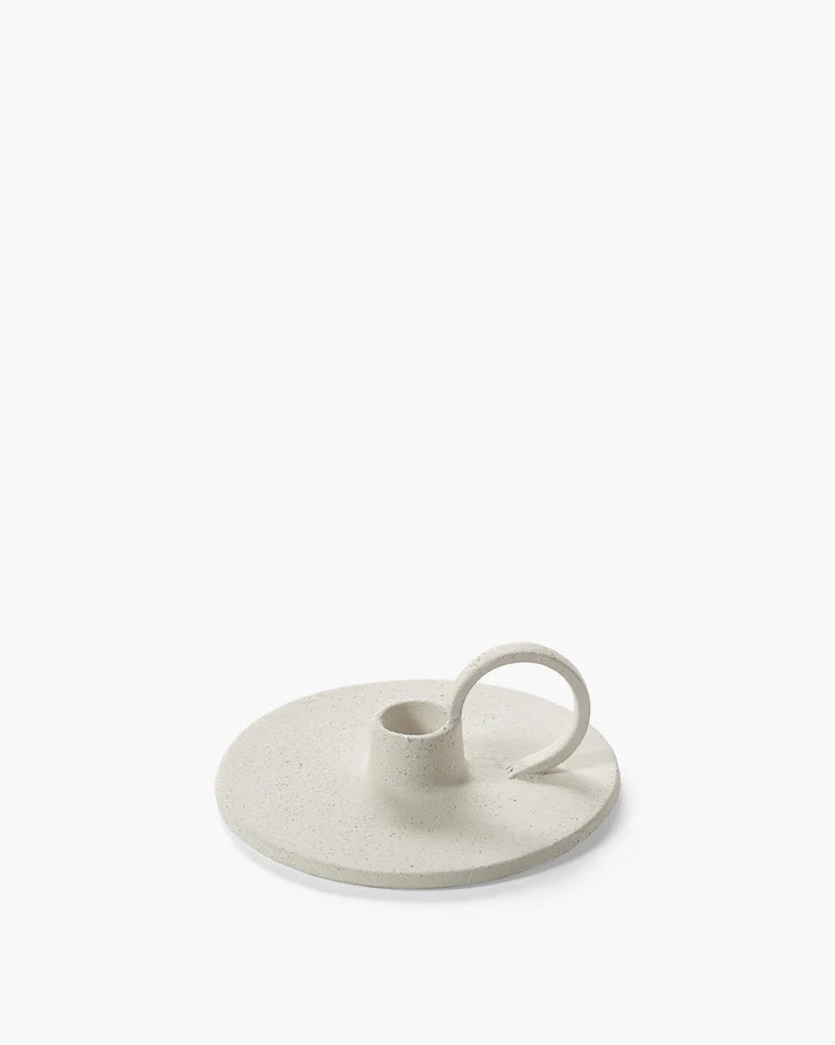 bougeoir en grès beige