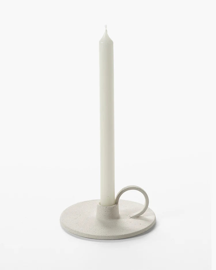 bougeoir en grès beige