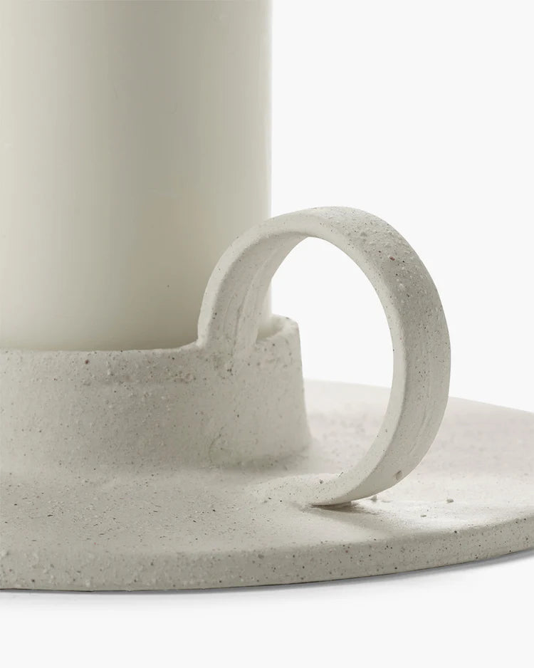 bougeoir en grès beige