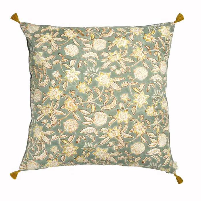 Housse de coussin Holi vert Bonheur du Jour