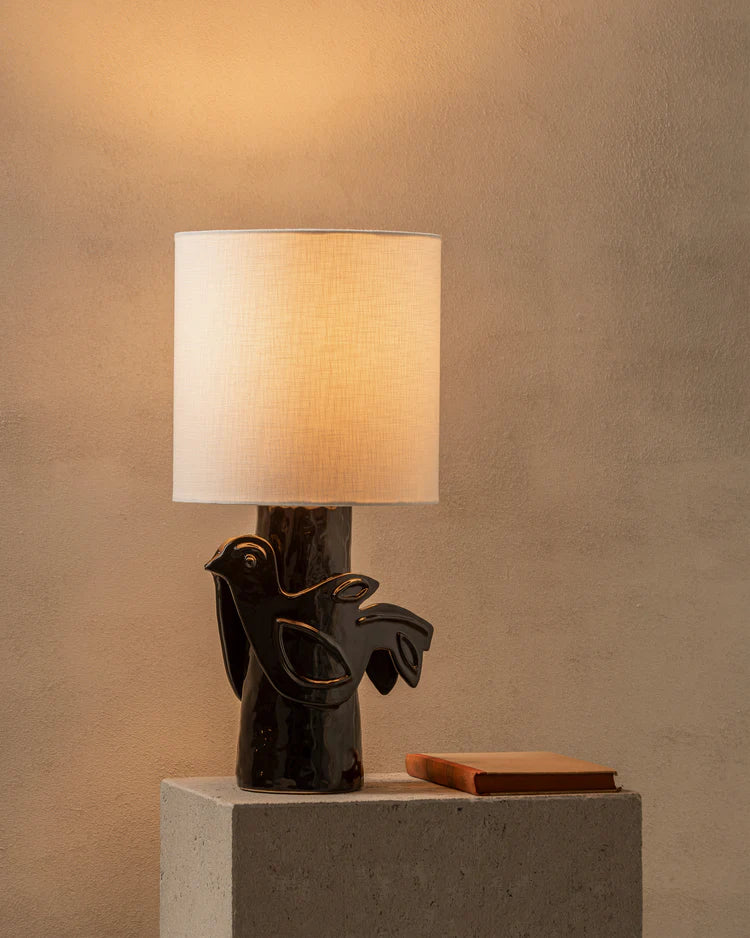 lampe Paloma serax en céramique, noire en forme d'oiseau