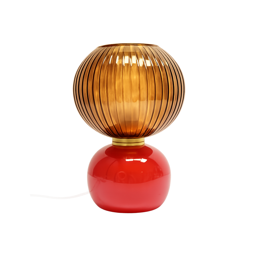 Lampe adonis rouge et ambrée verre opjet Nantes Les Petites Baladeuses