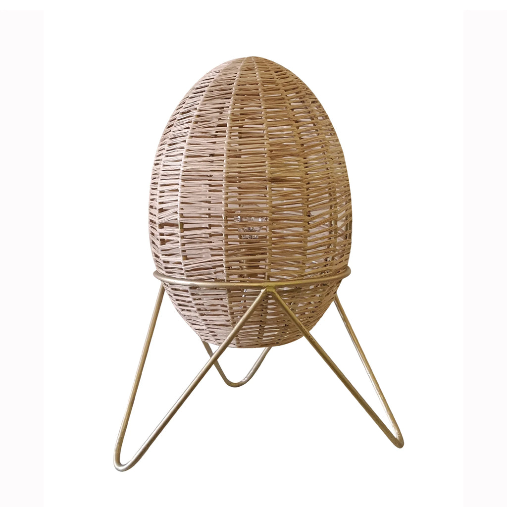 Lampe à poser oeuf raphia honore deco 