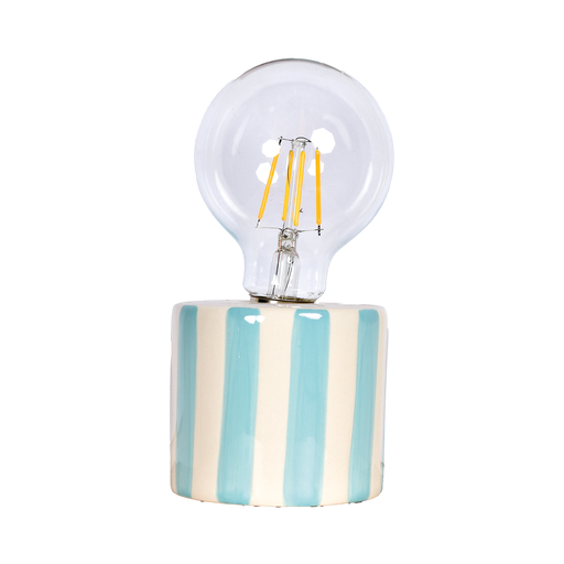 Lampe rayée bleu givrée à piles