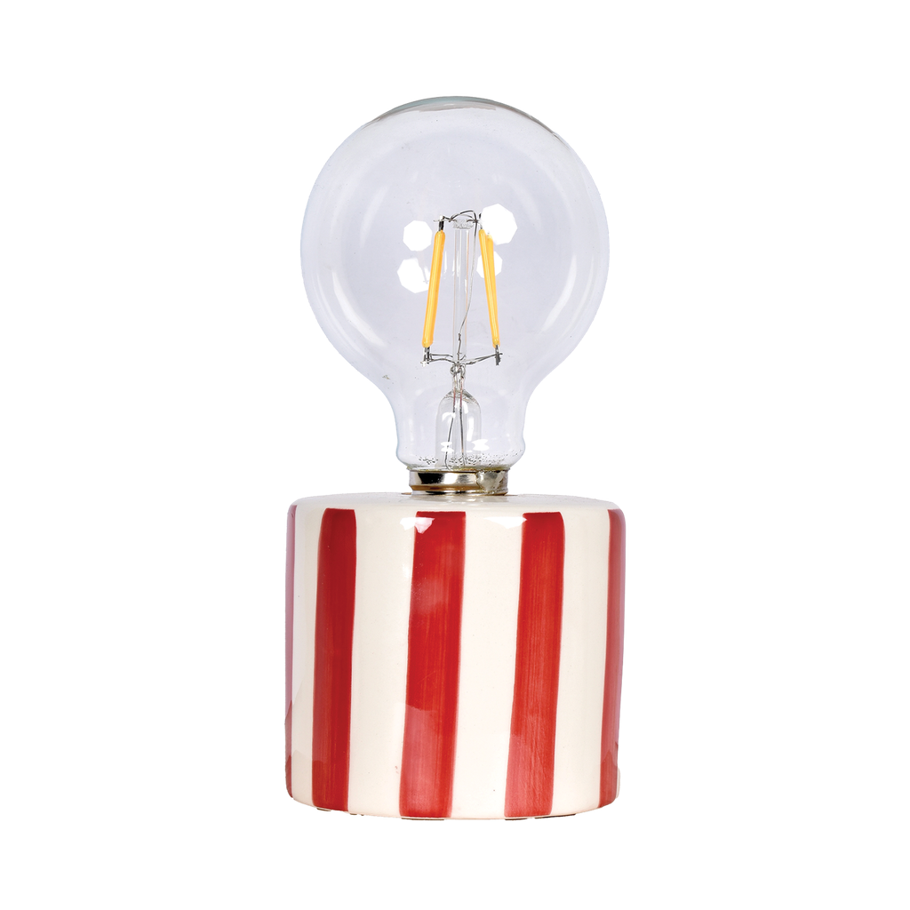Lampe rayee rouge à piles