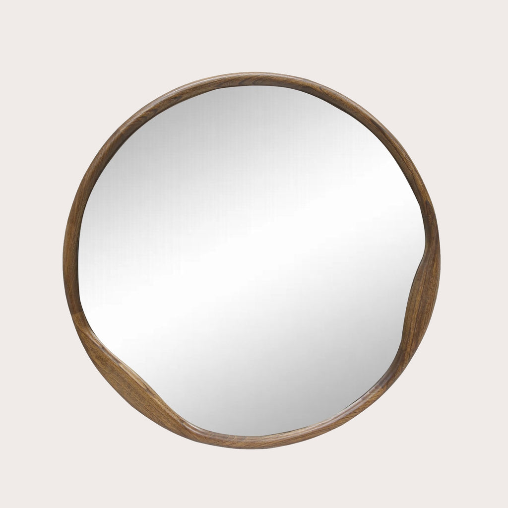 Miroir rond en noyer