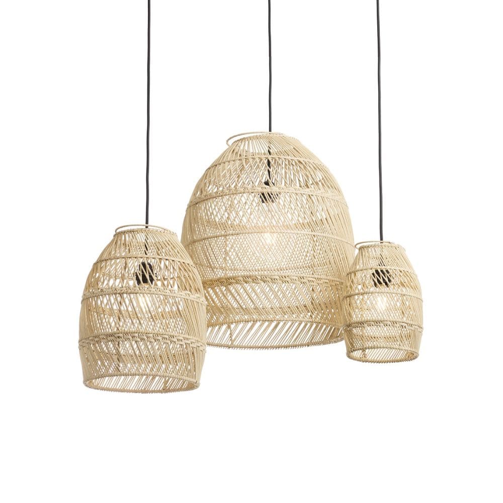 Lot des 3 suspensions Moon S/3 Small en rotin. Disponible chez Les Petites Baladeuses La Maison LPB à Nantes.