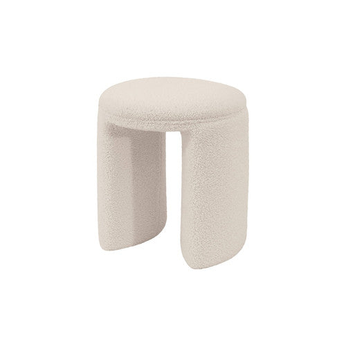 tabouret objet en tissu bouclette blanc