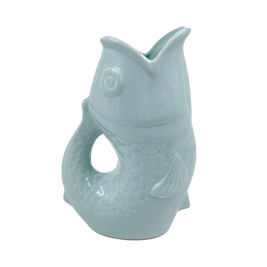Vase poisson bleu givré