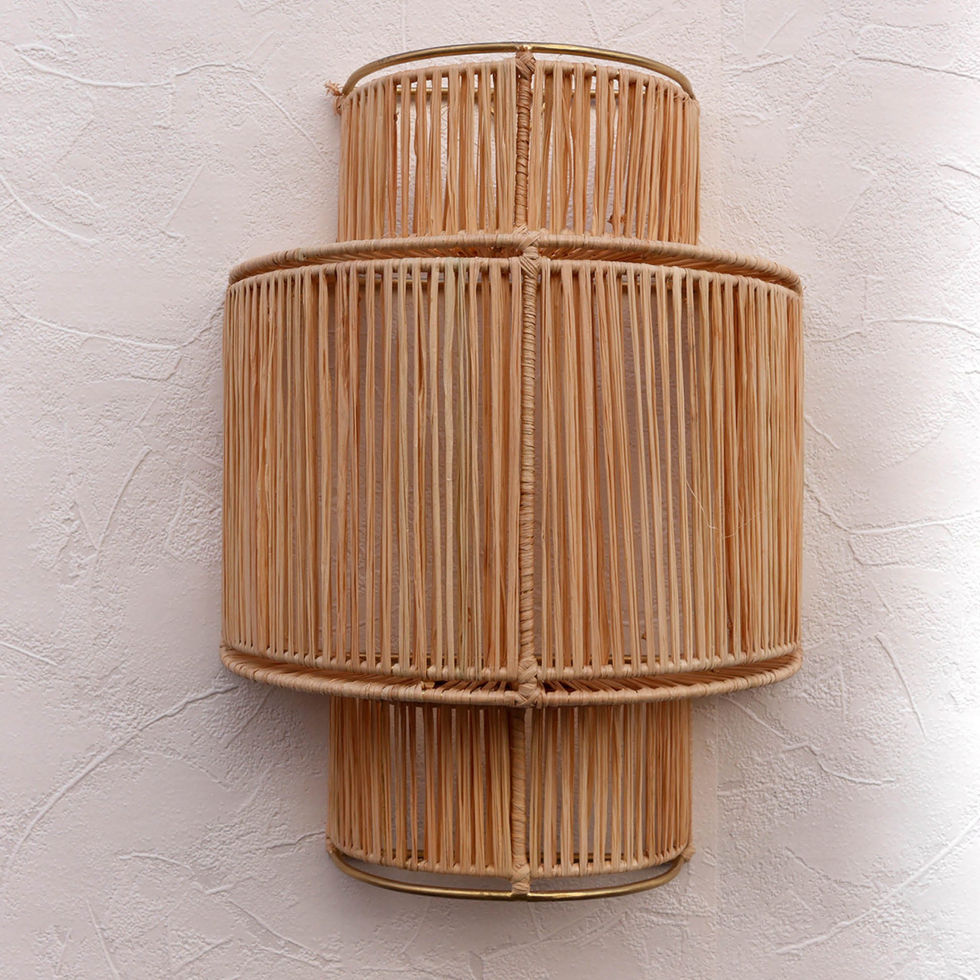 Applqie 3 etages Raphia fer dore honroé déco