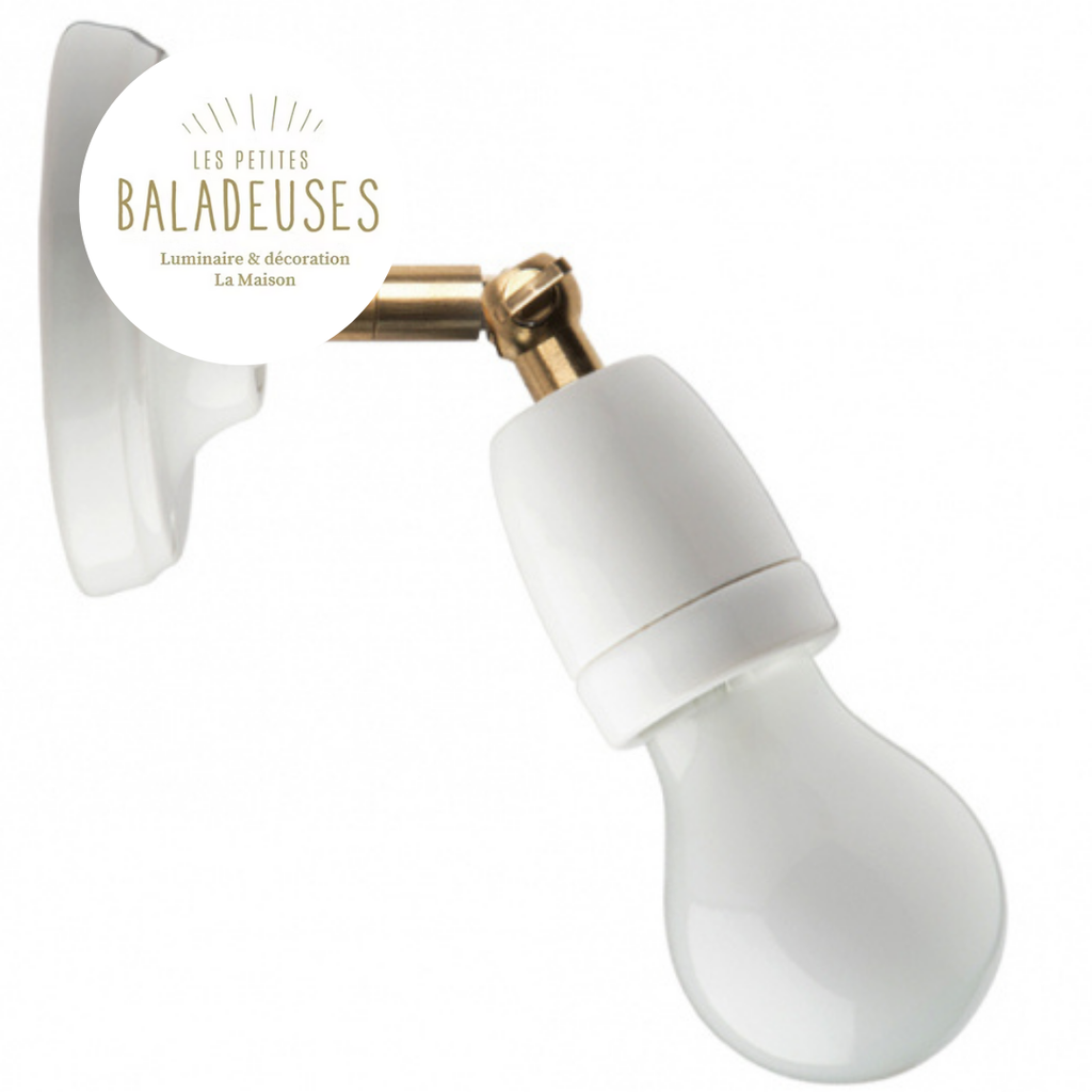 applique murale porcelaine laiton orientable blanche