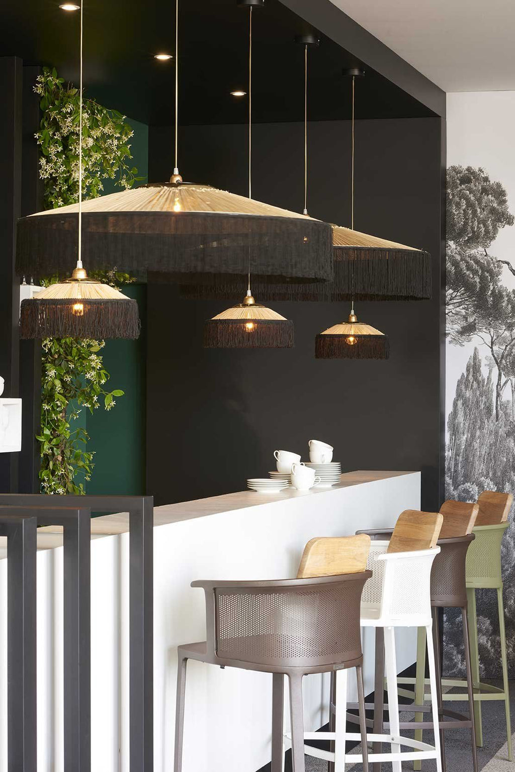 suspension à franges noires honoré déco taille M