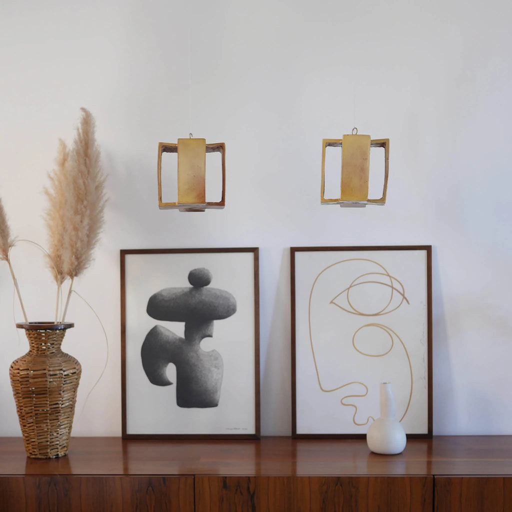 suspension jaune en forme de croix en céramique honoré déco 