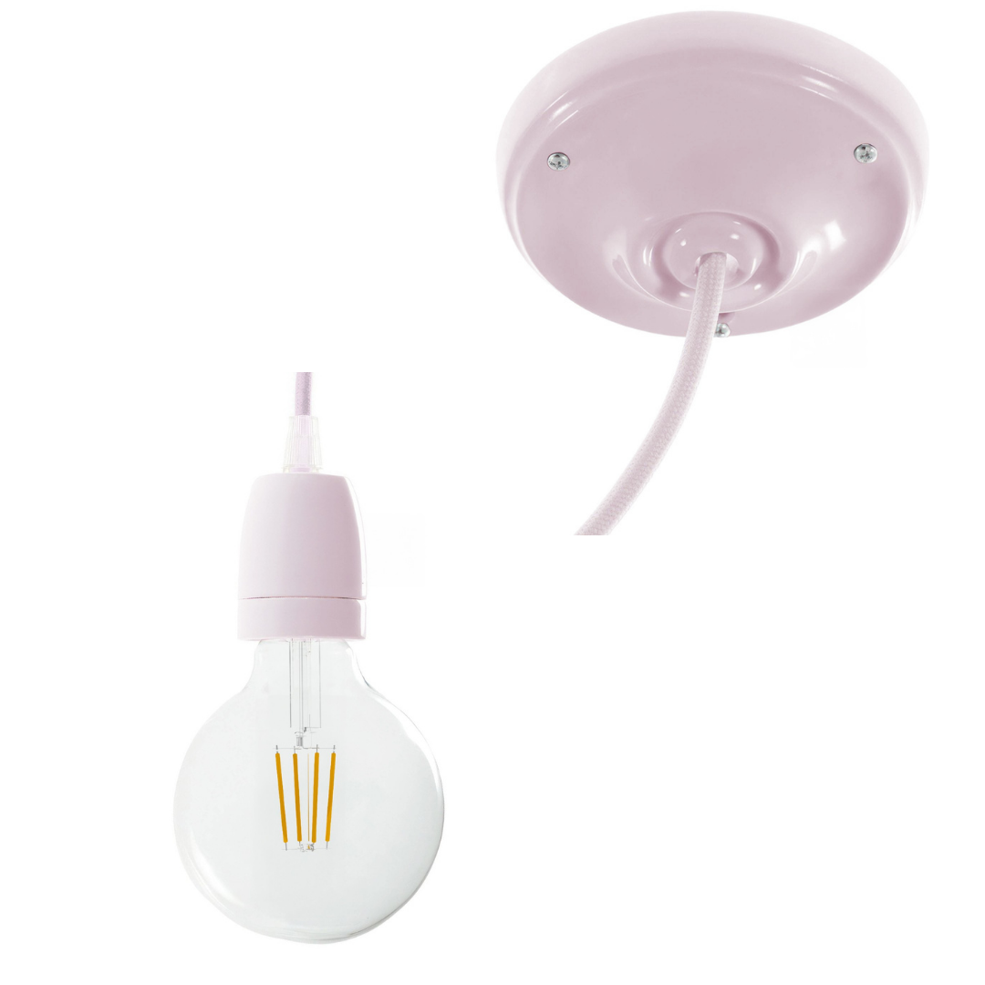 kit_douille_E27_et_rosace_porcelaine rose_creative_cable