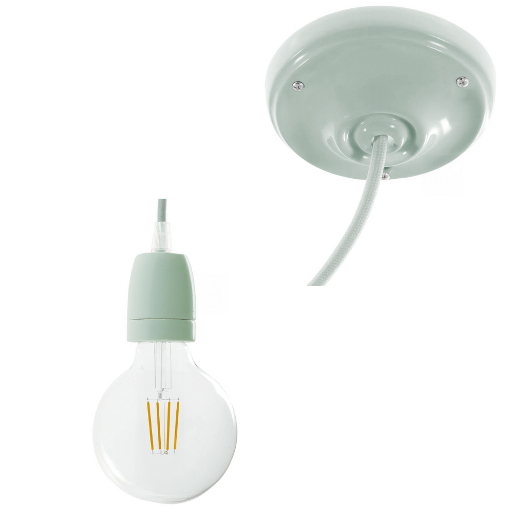kit_douille_E27_et_rosace_porcelaine vert sauge_creative_cable