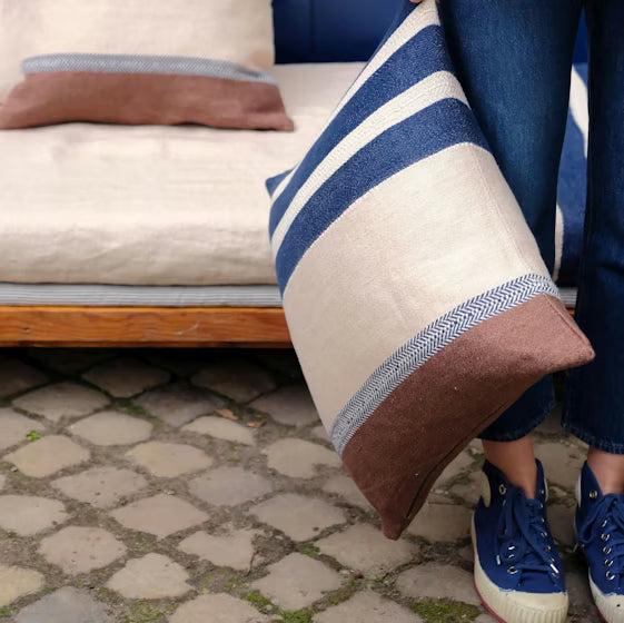 Housse de coussin en lin - Marina Stripe