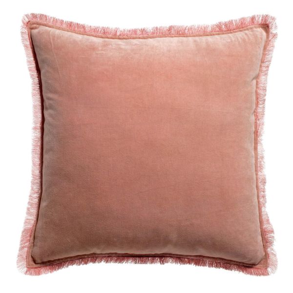 Coussin en velours à franges
